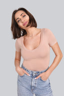 T-shirt Miss Invisible V-neck Cappuccino