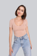 T-shirt Miss Invisible V-neck Cappuccino