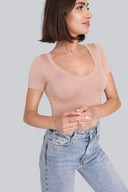 T-shirt Miss Invisible V-neck Cappuccino