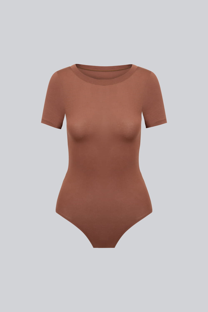 Body Miss Invisible Shortsleeve C-neck Chocolate