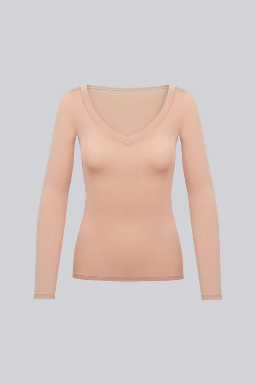 Longsleeve Miss invisible V-neck Cappuccino