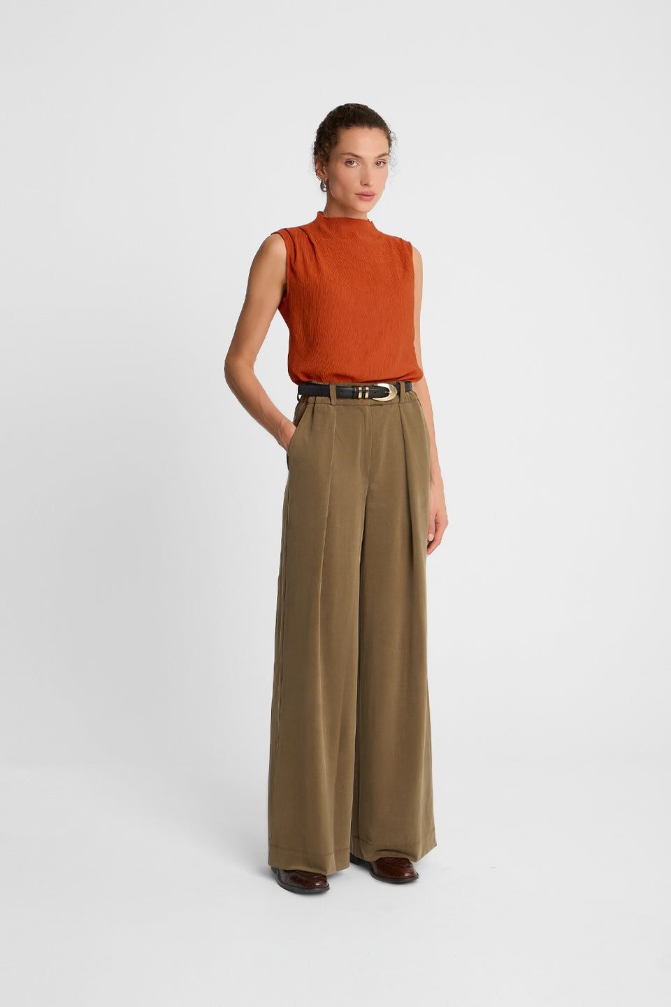 Miss Pleated Top in Orange