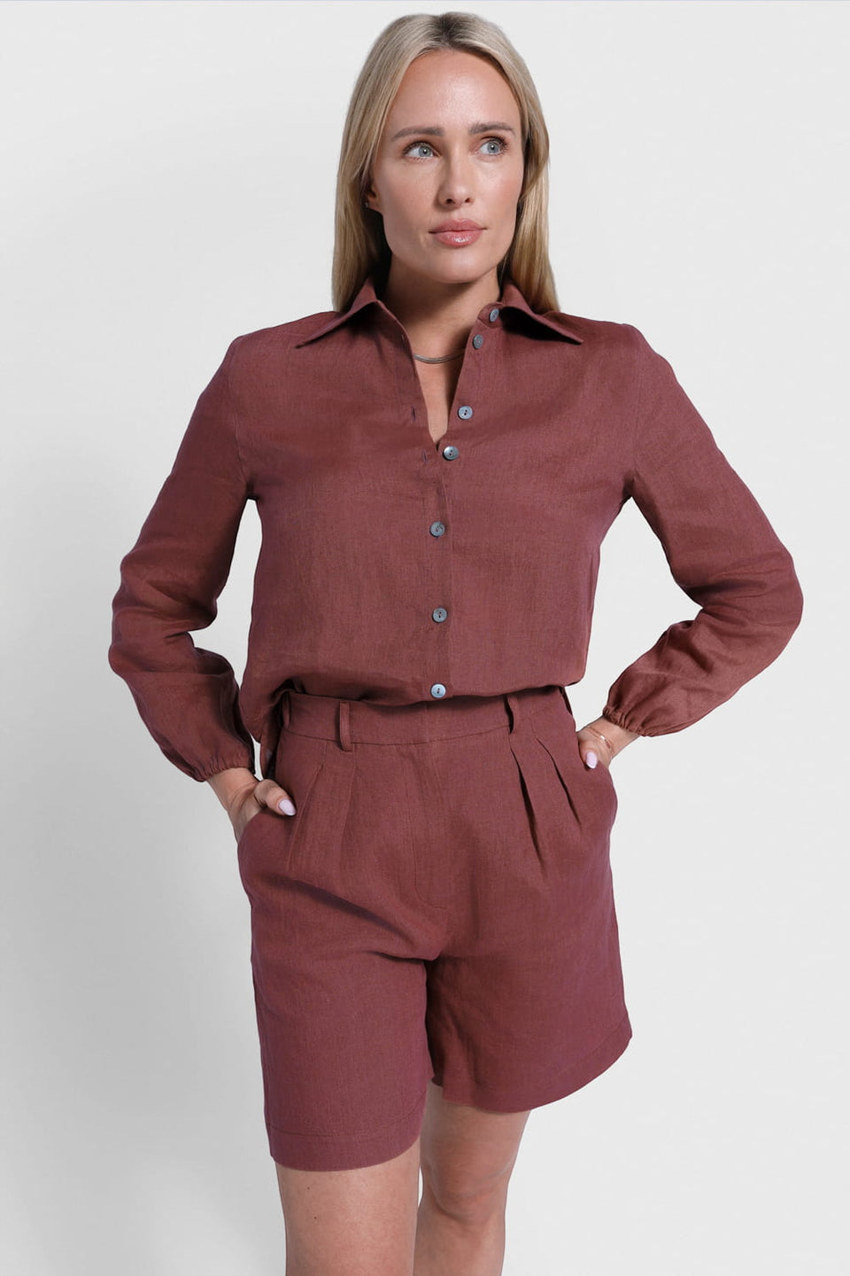 Miss Holiday Red Brown Shorts
