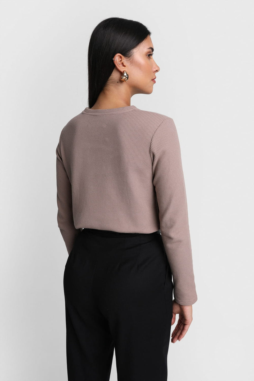 Miss Dapper Long-Sleeved Top – Beige