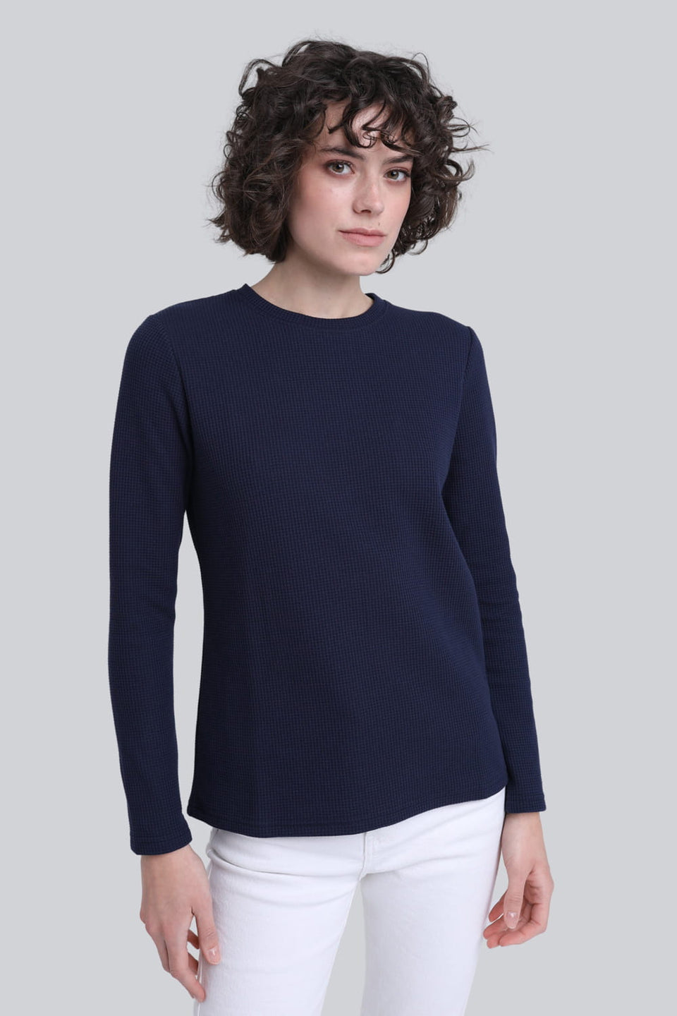Miss Dapper Navy Long-Sleeved Top