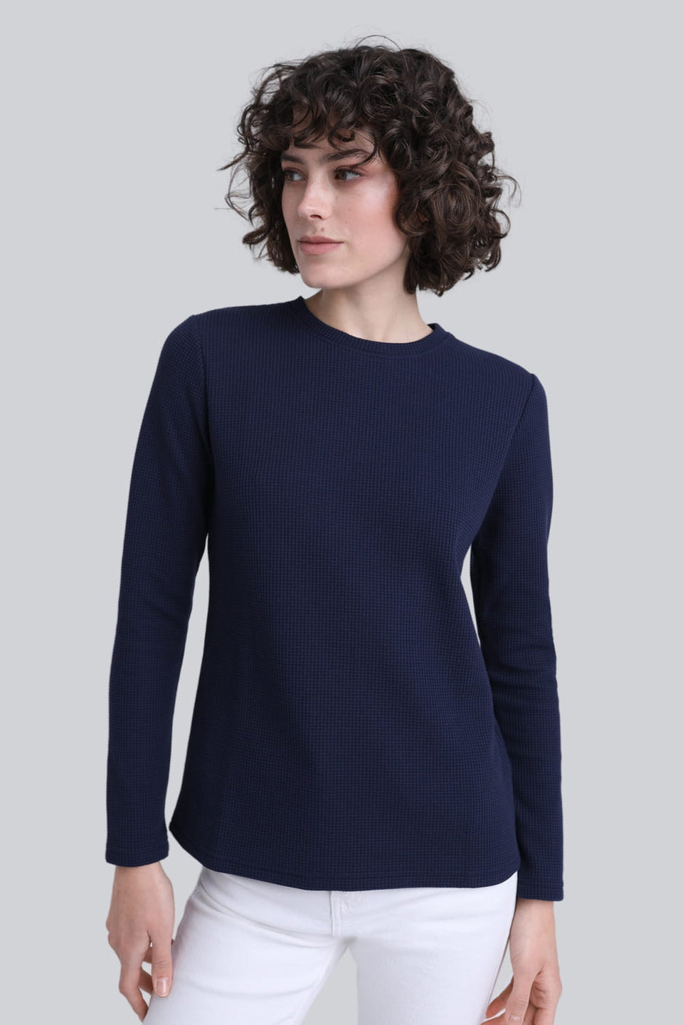 Miss Dapper Navy Long-Sleeved Top
