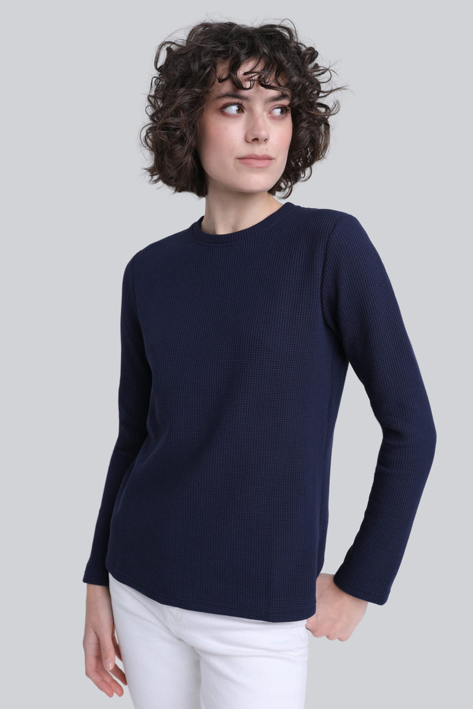 Miss Dapper Navy Long-Sleeved Top