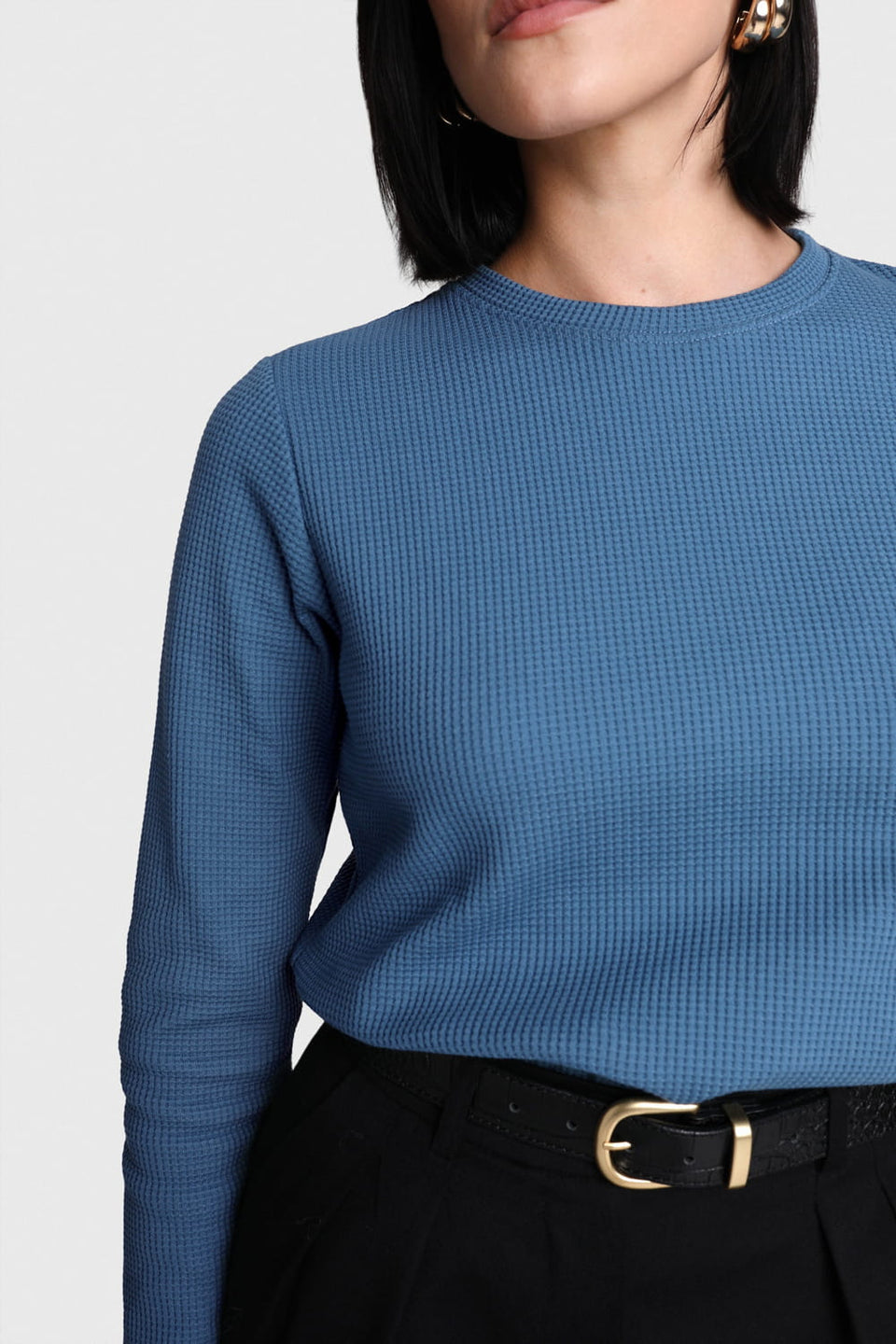 Miss Dapper Blue Long-Sleeved Top