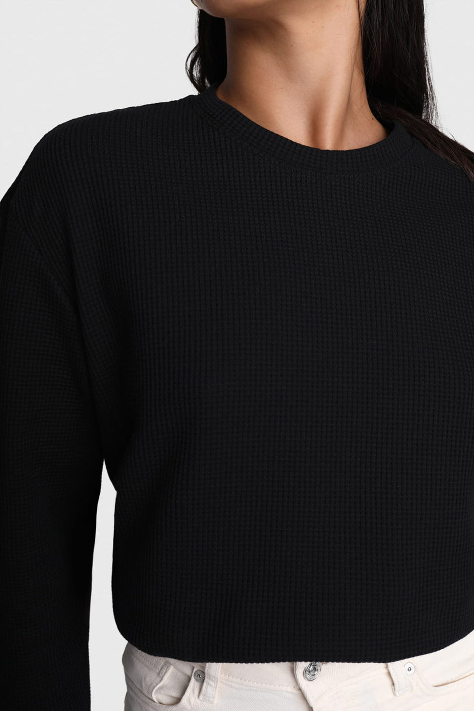 Miss Dapper Black Long-Sleeved Top