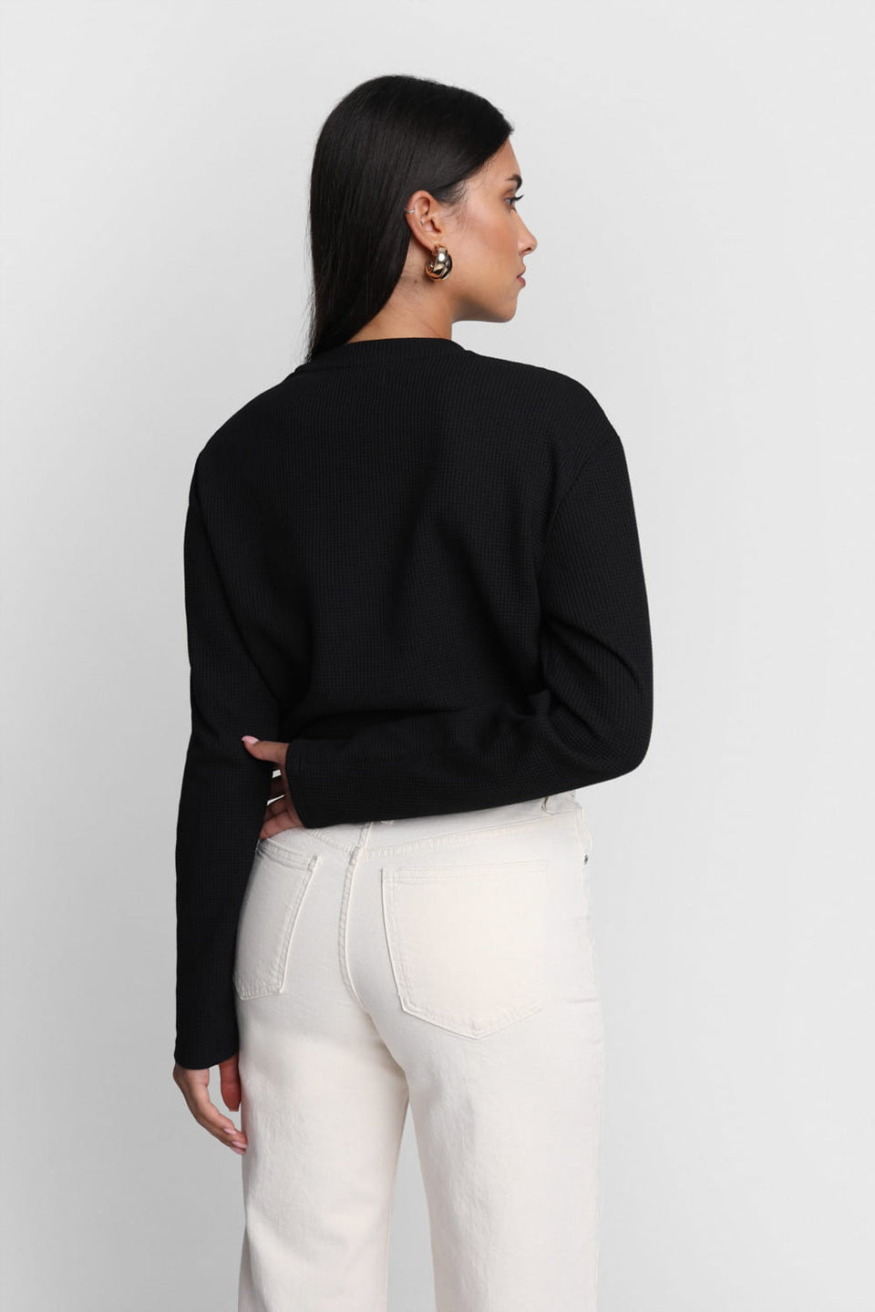 Miss Dapper Black Long-Sleeved Top