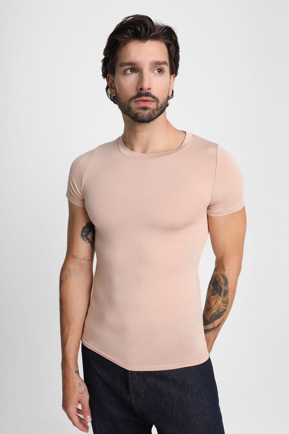 Mr Invisible C-neck T-shirt in Cappuccino
