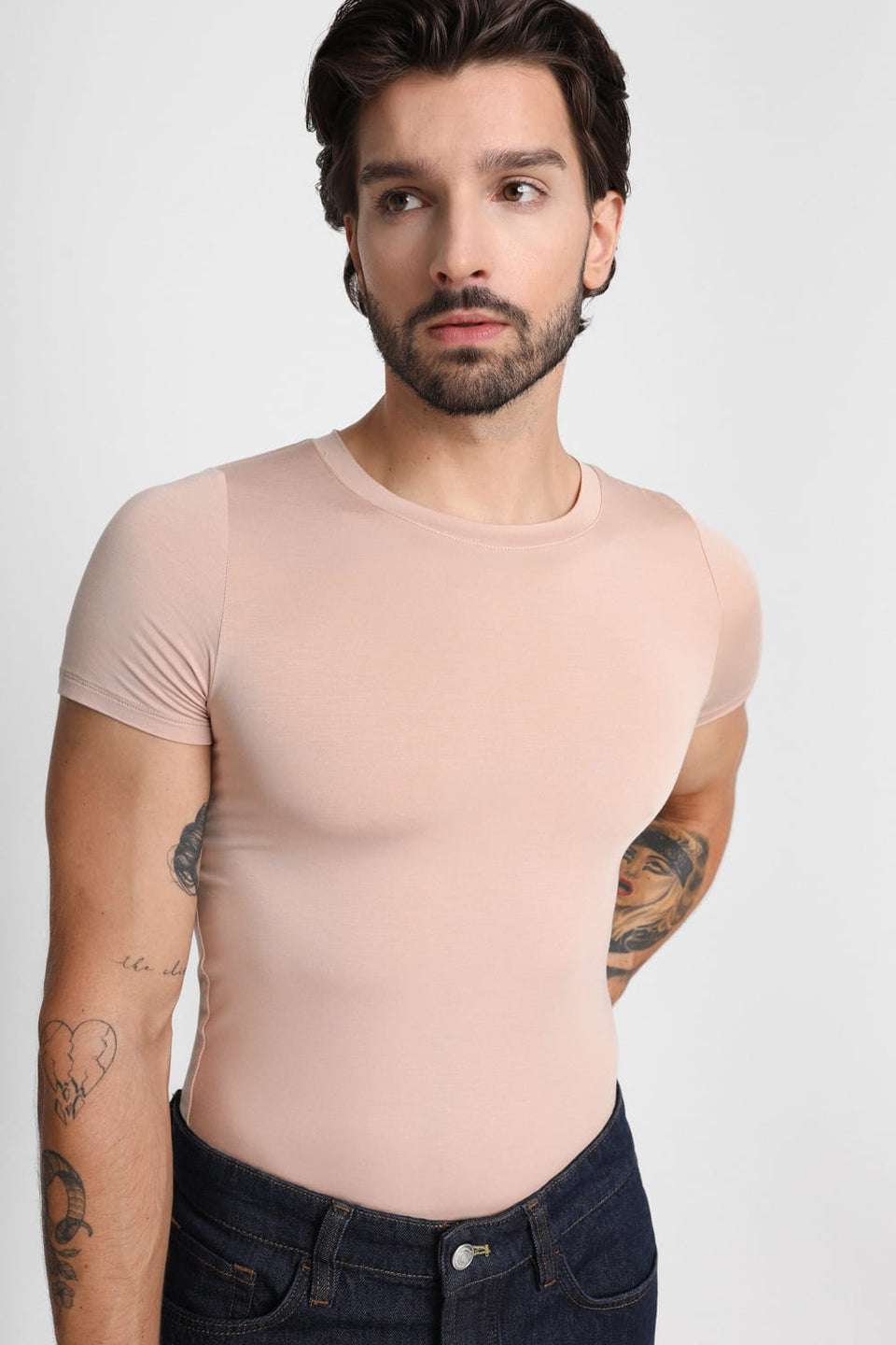 Mr Invisible C-neck T-shirt in Cappuccino