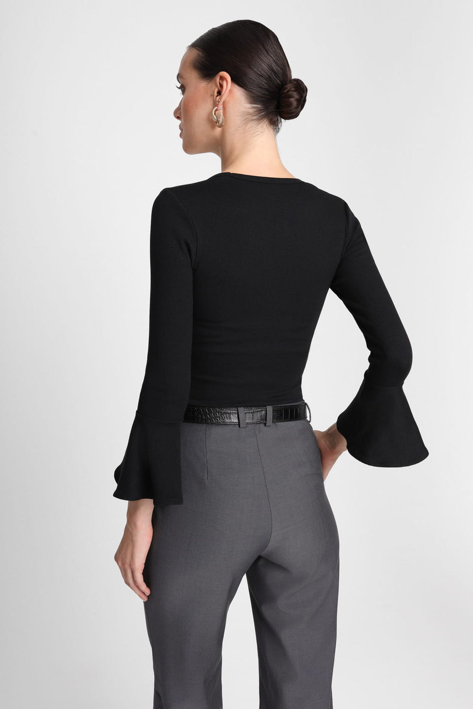Miss Flair Black Long-Sleeved Top