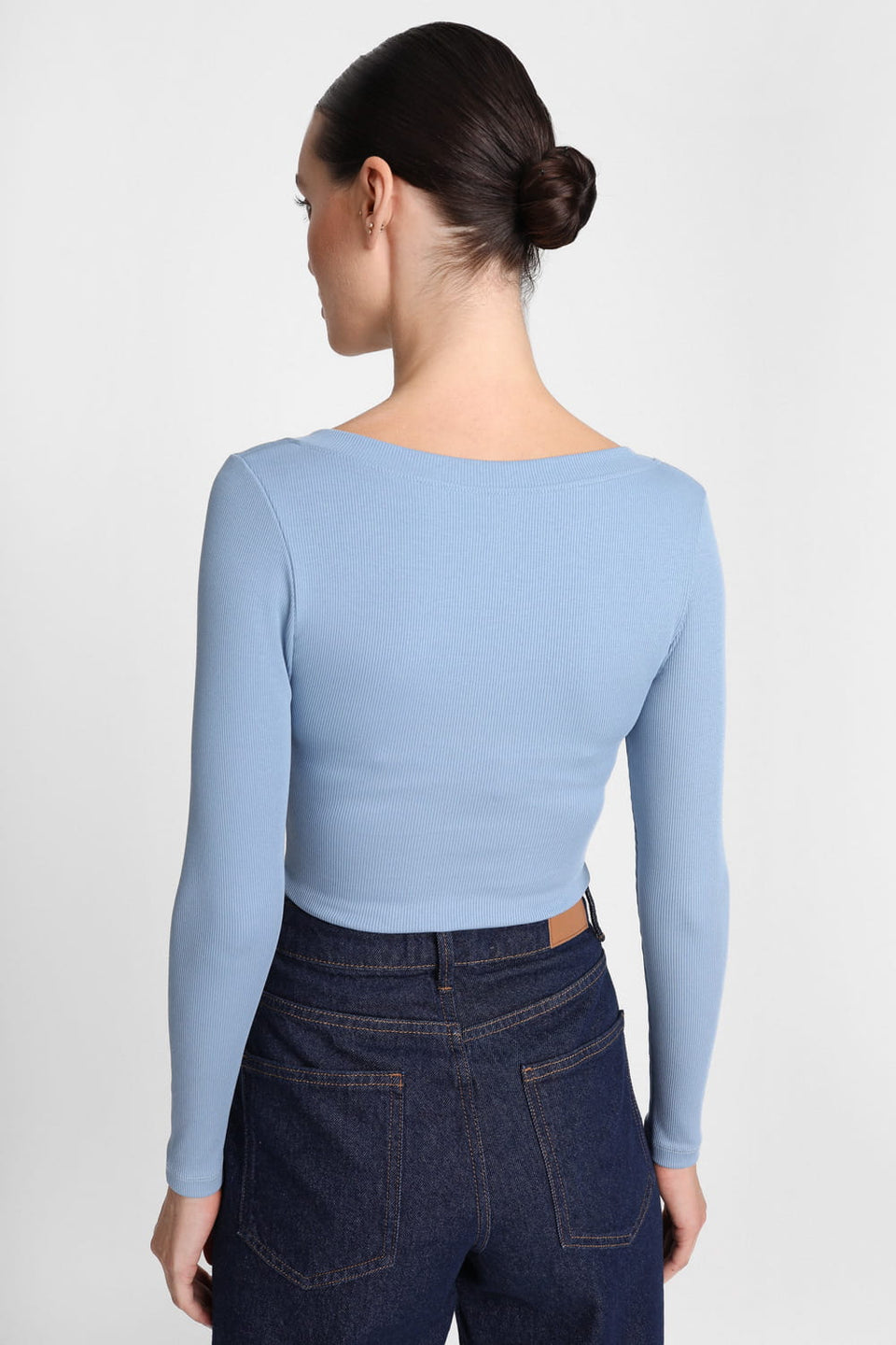 Miss Womanly Silver Blue Long-Sleeved Top