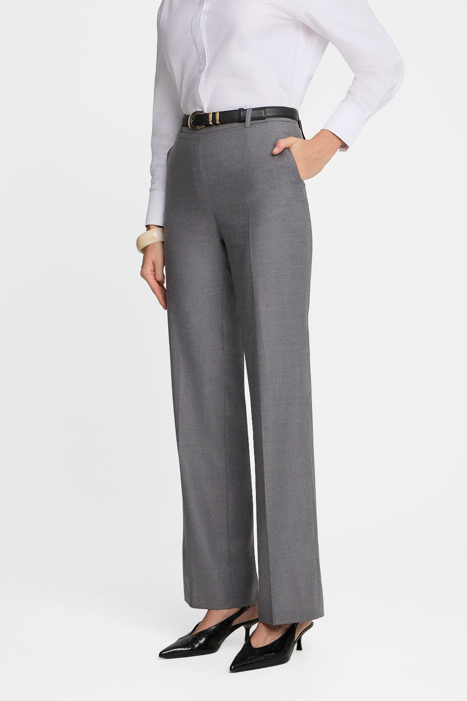 Miss Minimal Melange Grey Trousers
