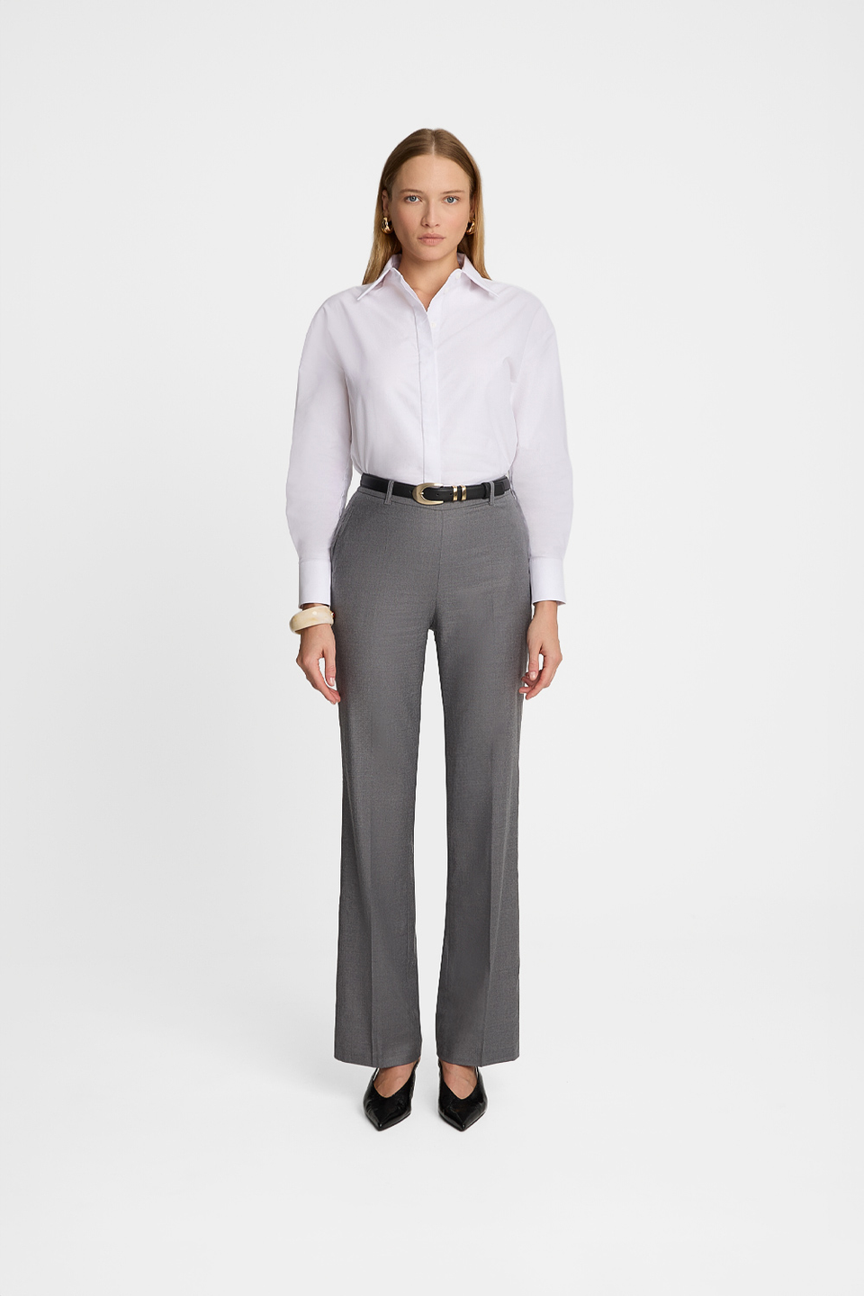 Miss Minimal Melange Grey Trousers