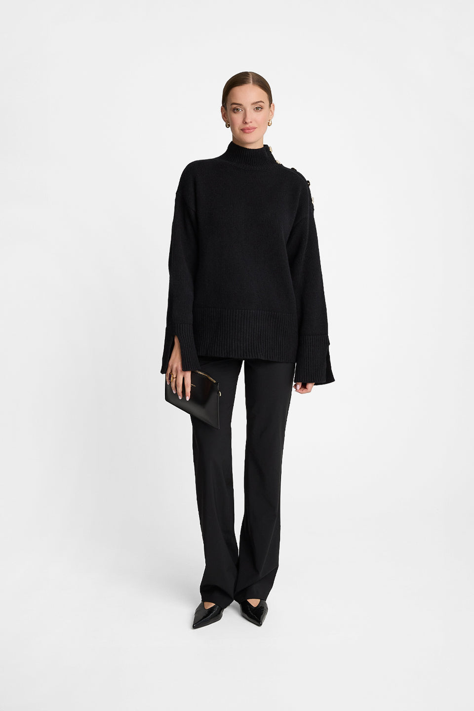 Miss Buttoned Black T-shirt