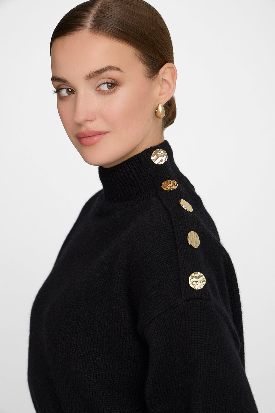 Miss Buttoned Black T-shirt
