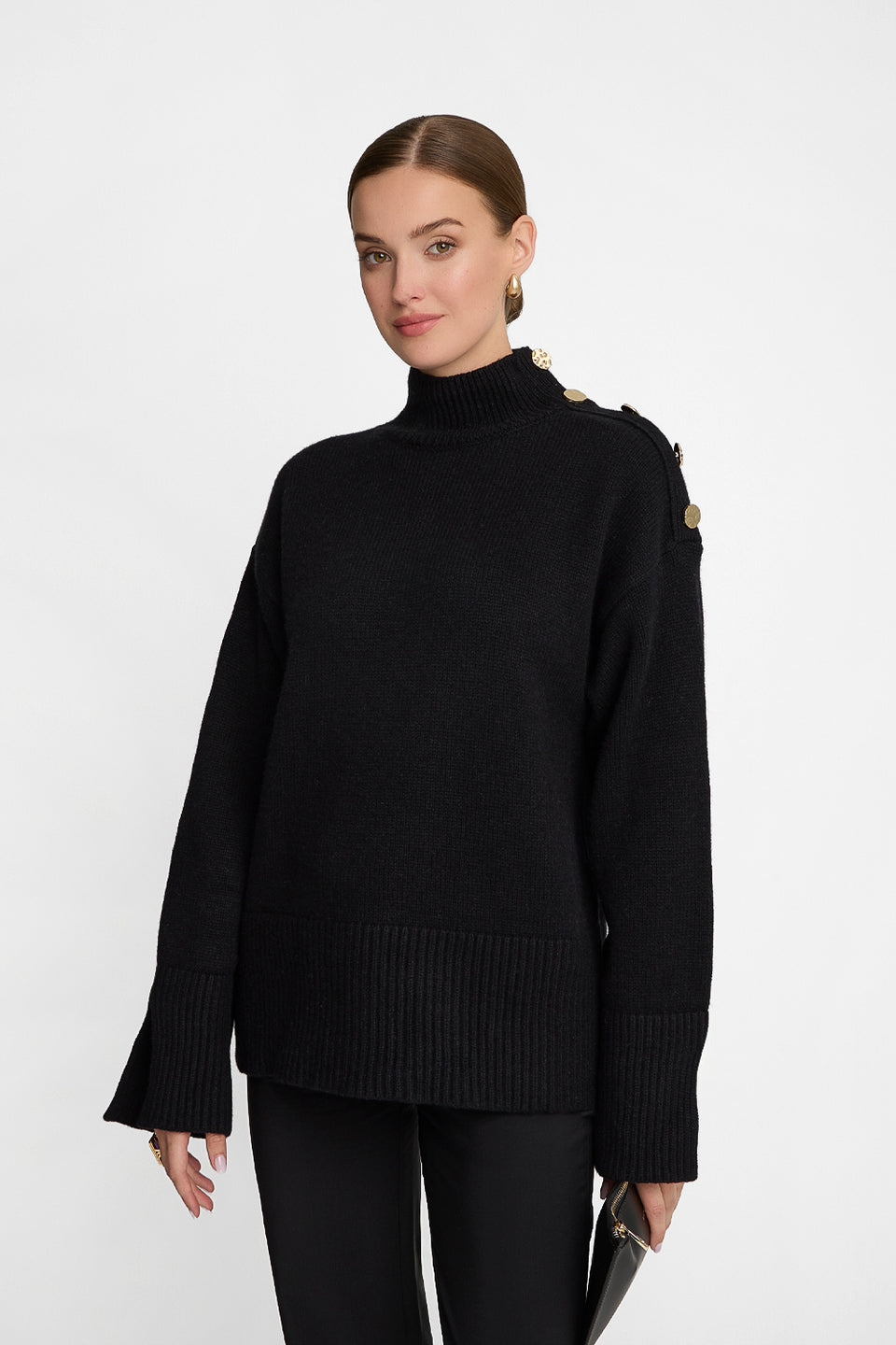 Miss Buttoned Black T-shirt