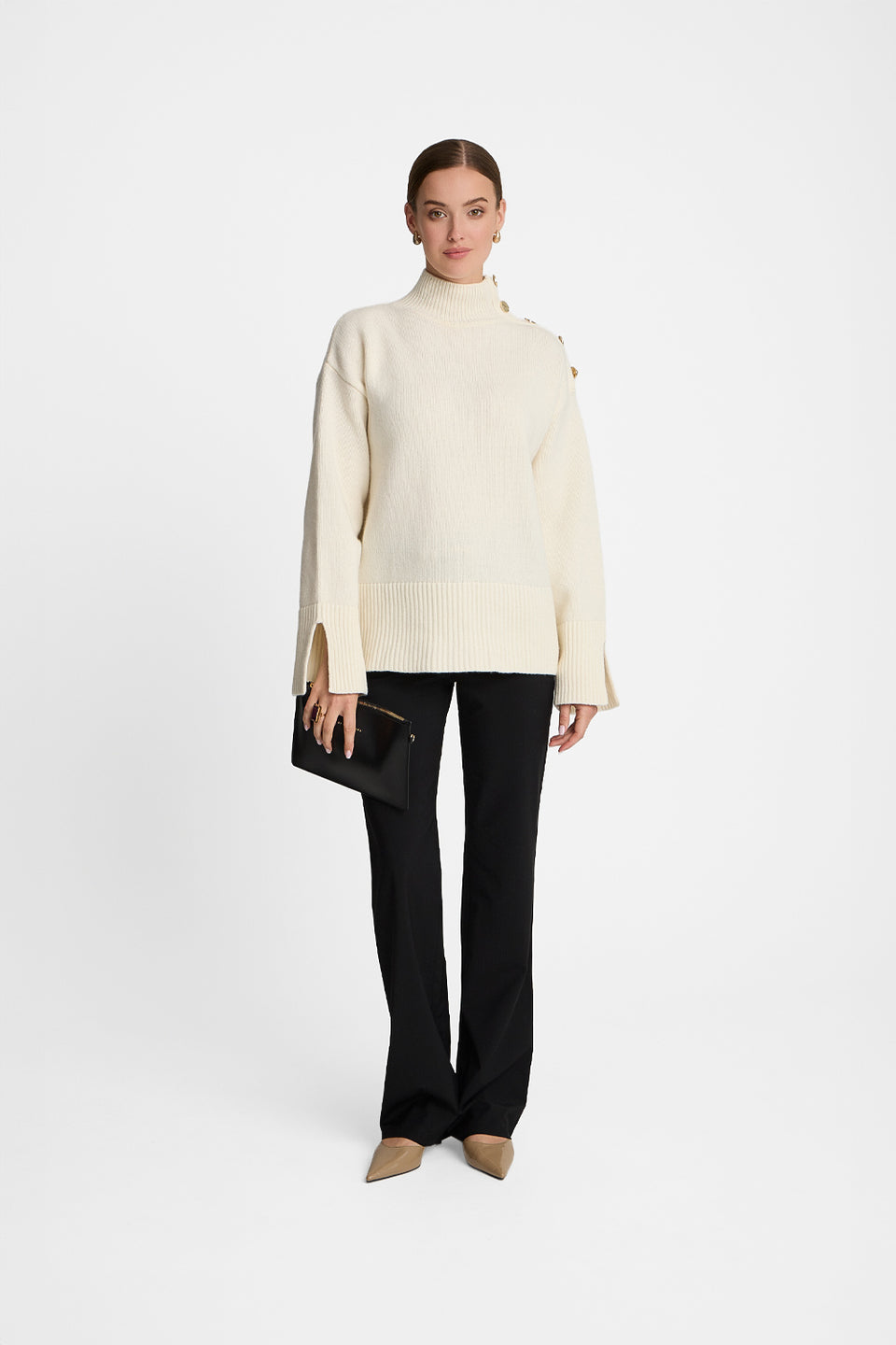Miss Buttoned Off-White T-shirt
