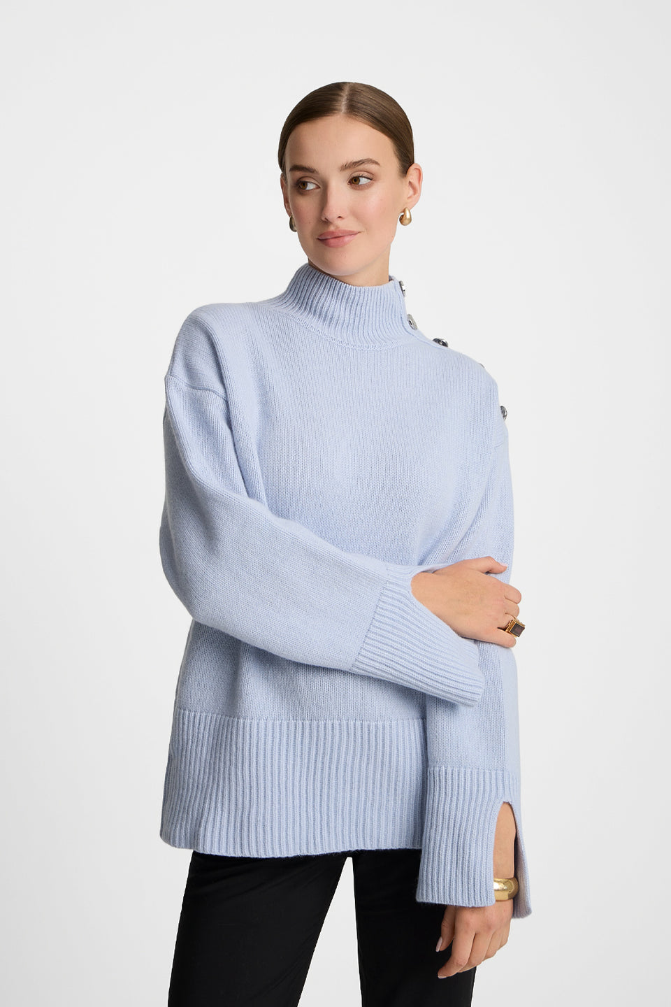 Miss Buttoned Light Blue T-shirt