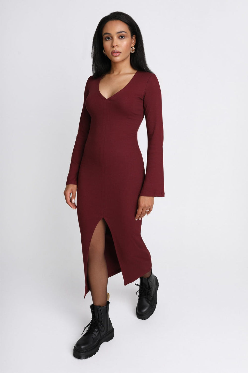 Miss Contour Burgundy Dress