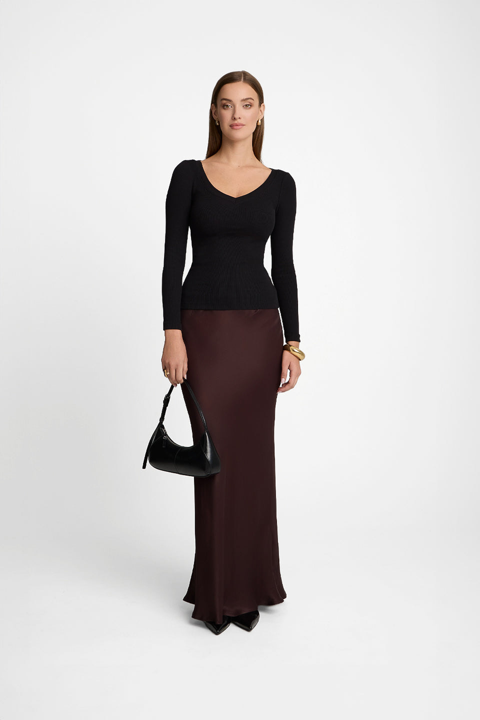 Miss Womanly Black Long-Sleeved Top