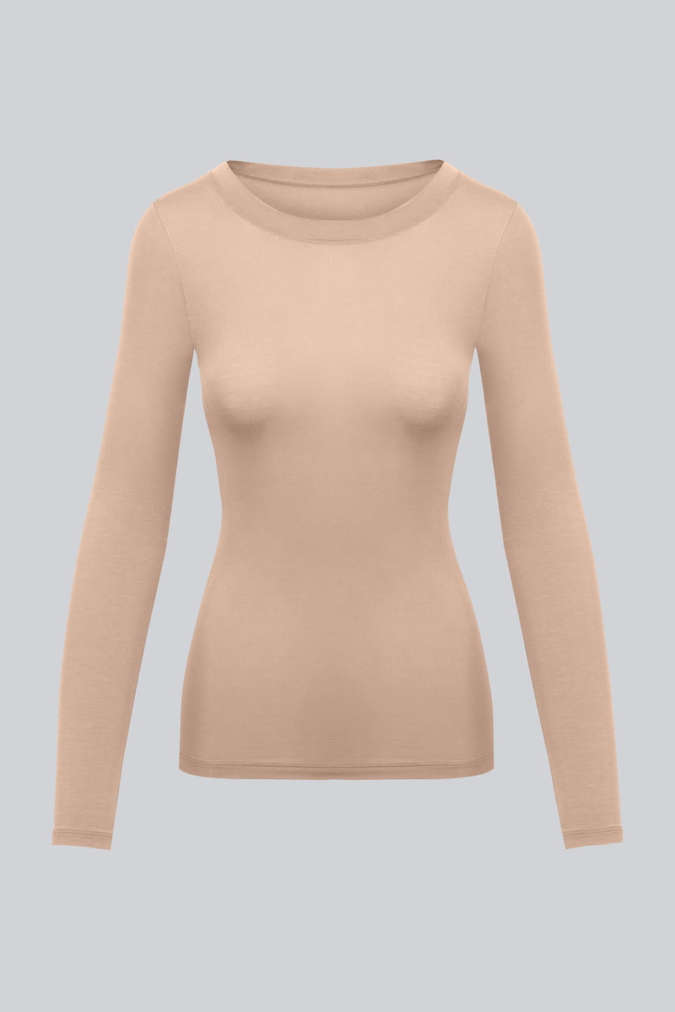 Miss Invisible C-neck Long-Sleeved Top in Nude