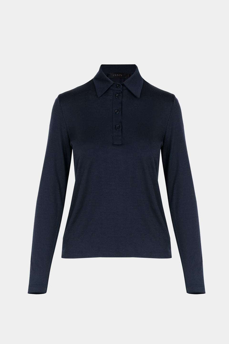Miss Merino Navy Long-Sleeve Polo Shirt