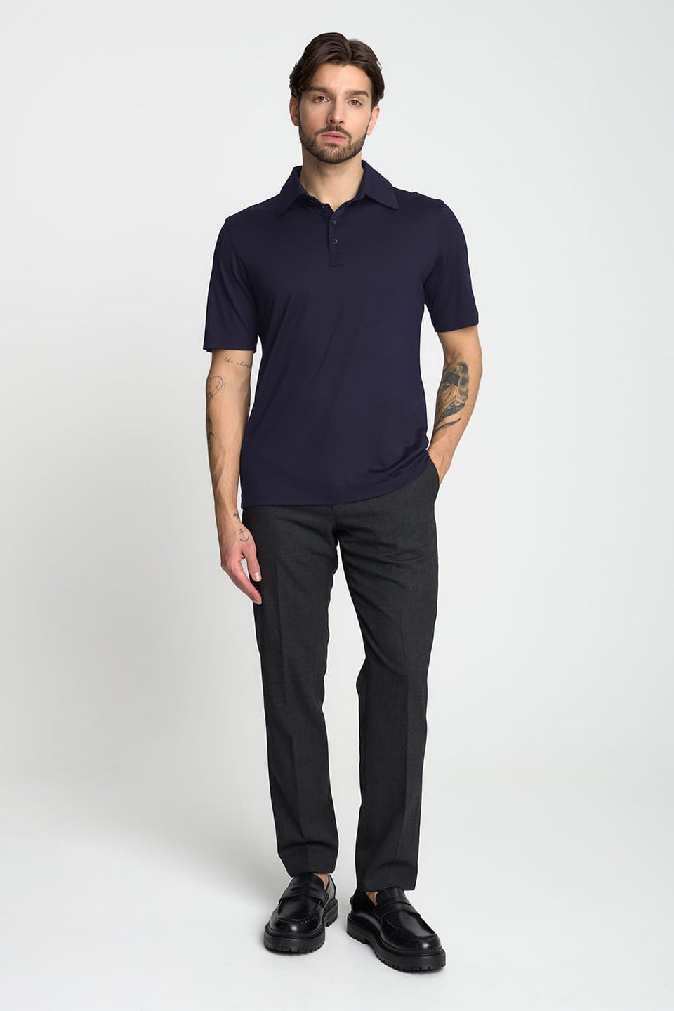 Mr Merino Navy Polo Shirt