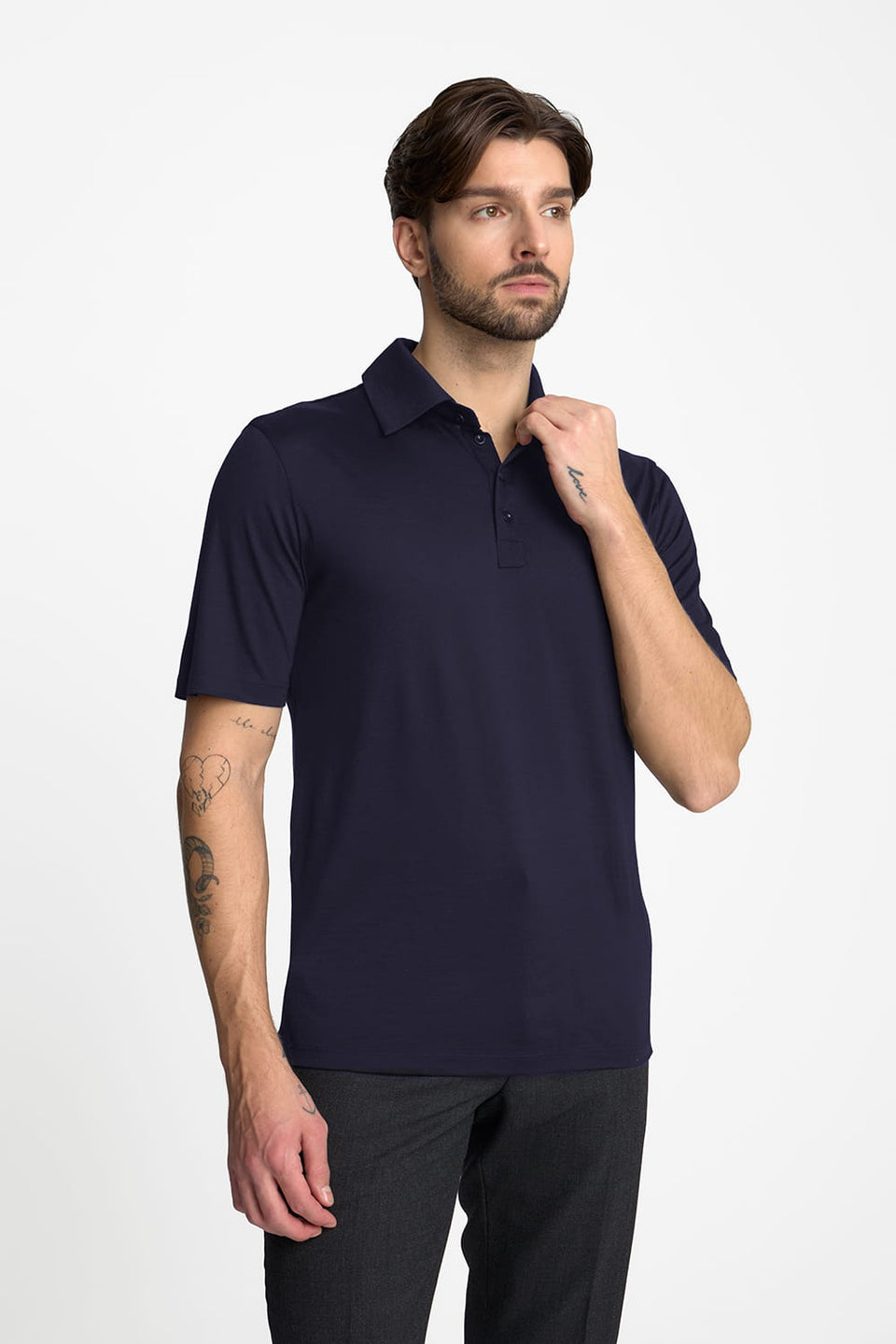 Mr Merino Navy Polo Shirt