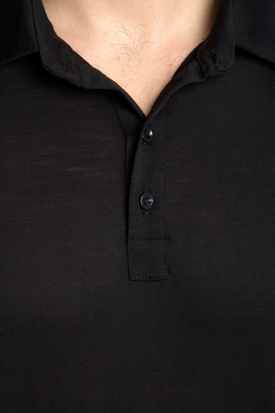 Men's Merino Black Long-Sleeve Polo Shirt
