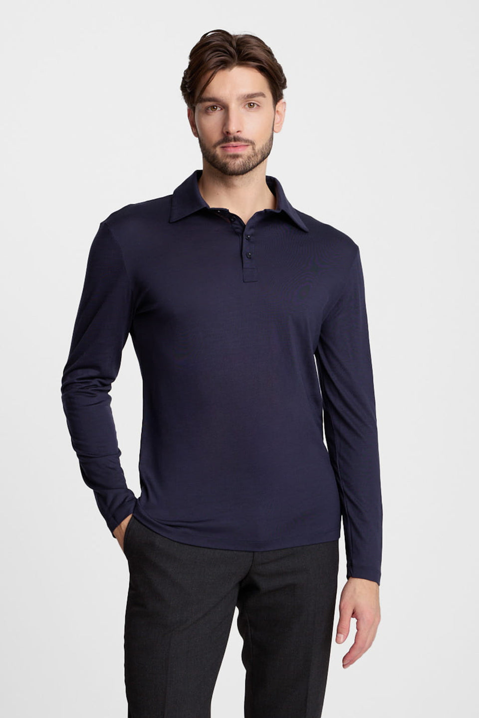 Longsleeve Polo Mr Merino Navy