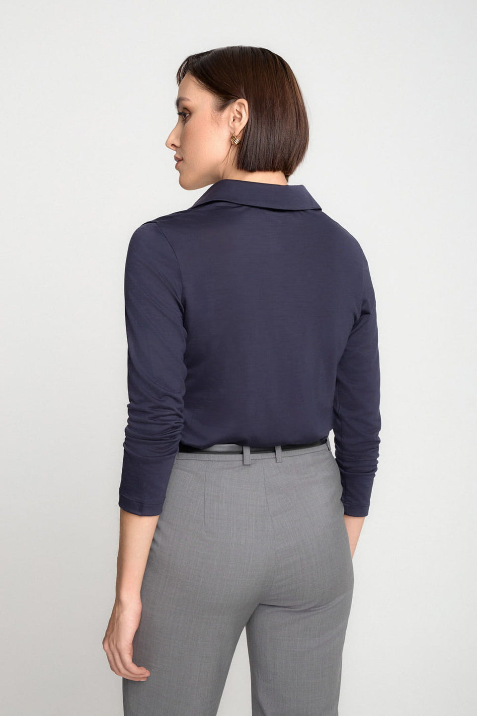 Miss Merino Navy Long-Sleeve Polo Shirt