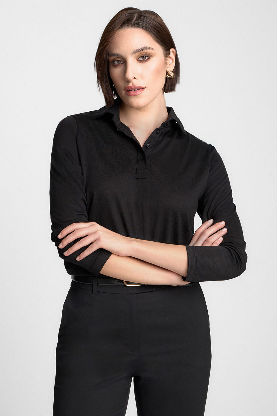 Longsleeve Polo Miss Merino Black