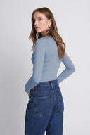 Longsleeve Miss Draped Silver Blue