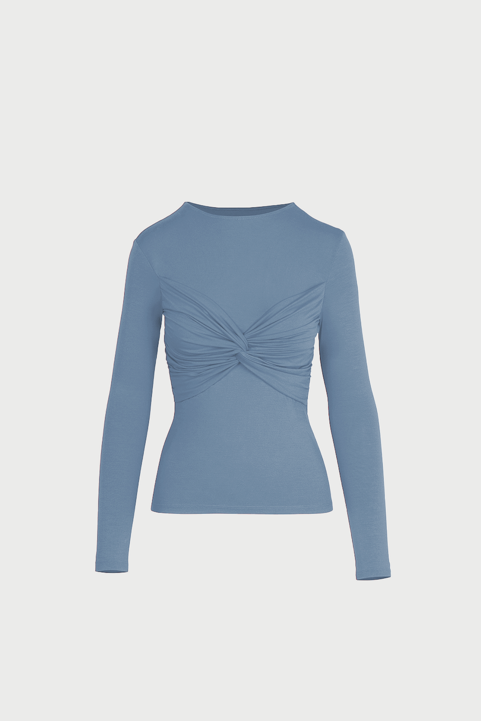 Miss Draped Silver Blue Long-Sleeved Top