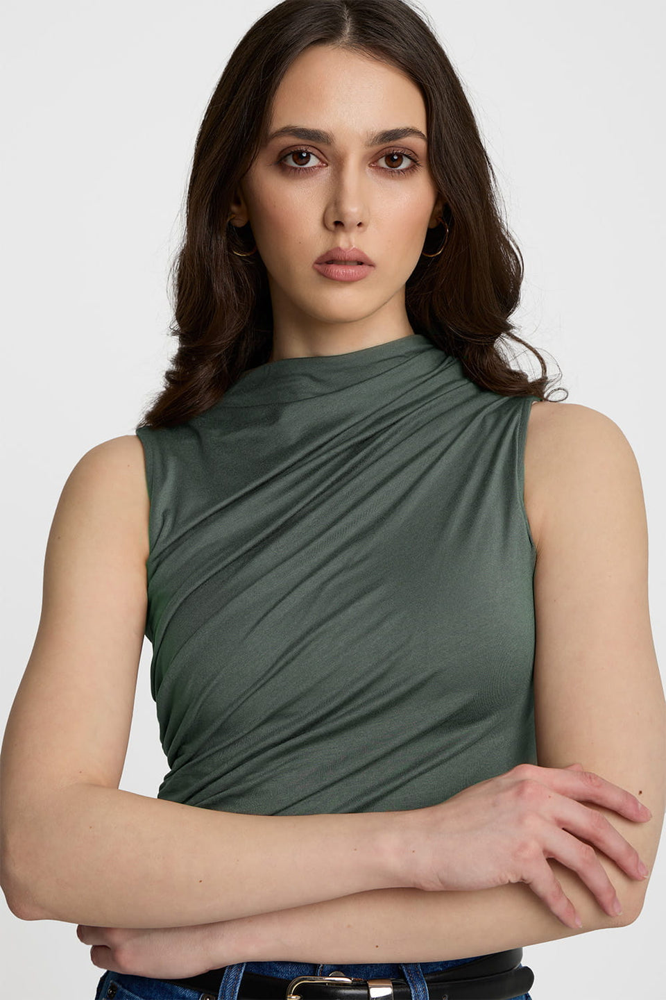 Top Miss Sculptural Olive