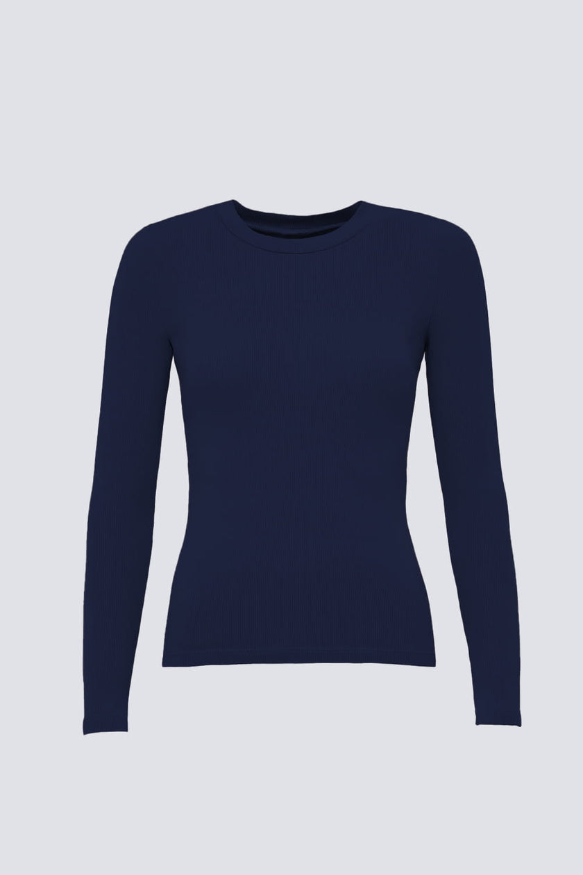 Miss Daily Navy Long-Sleeved Top