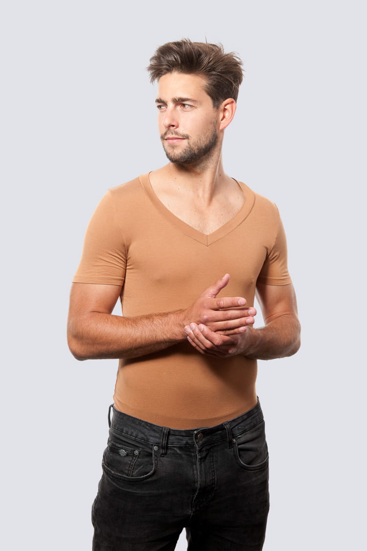 Mr Invisible Caramel V-neck T-shirt