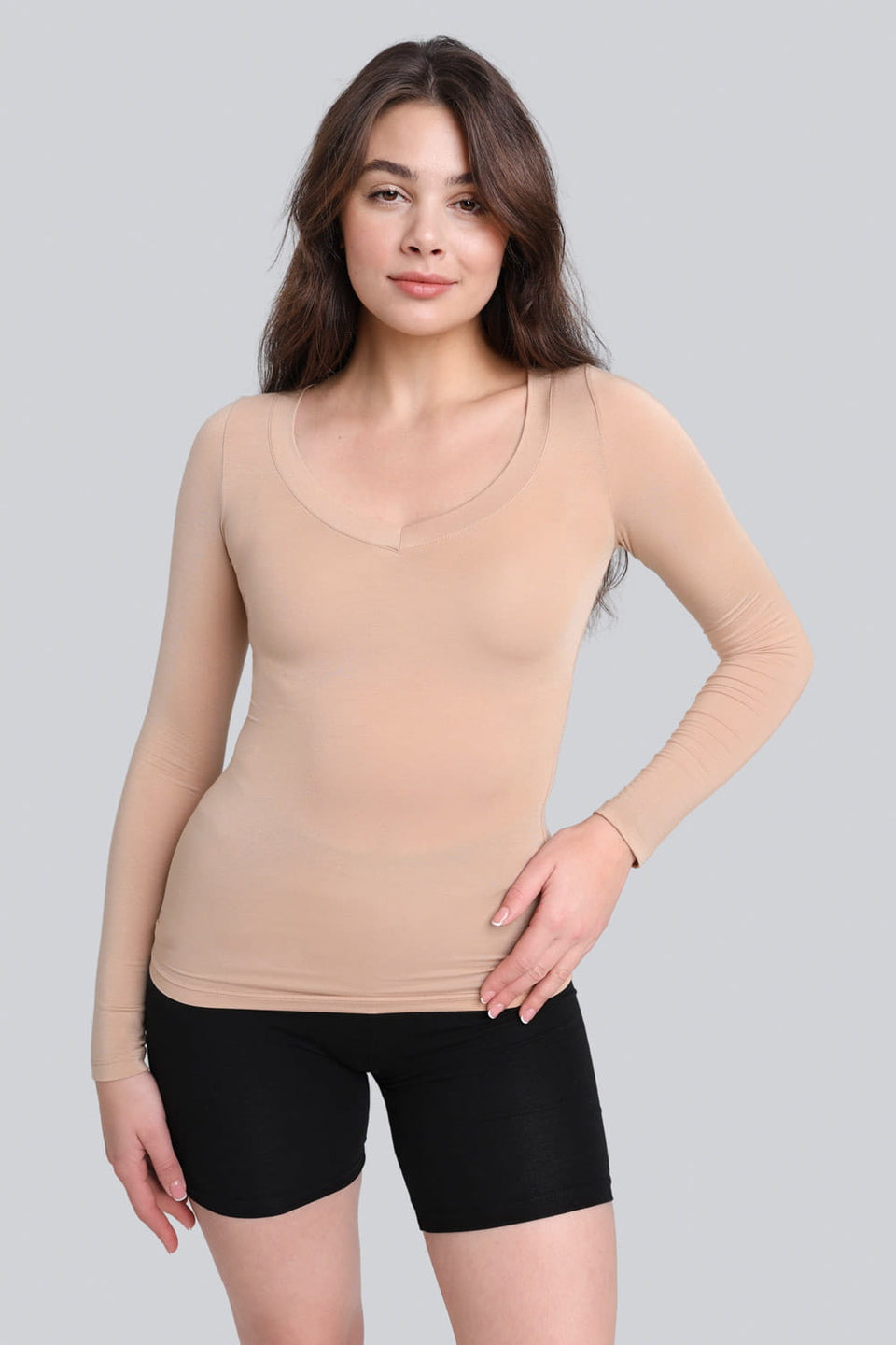 Longsleeve Miss Invisible V-neck Nude