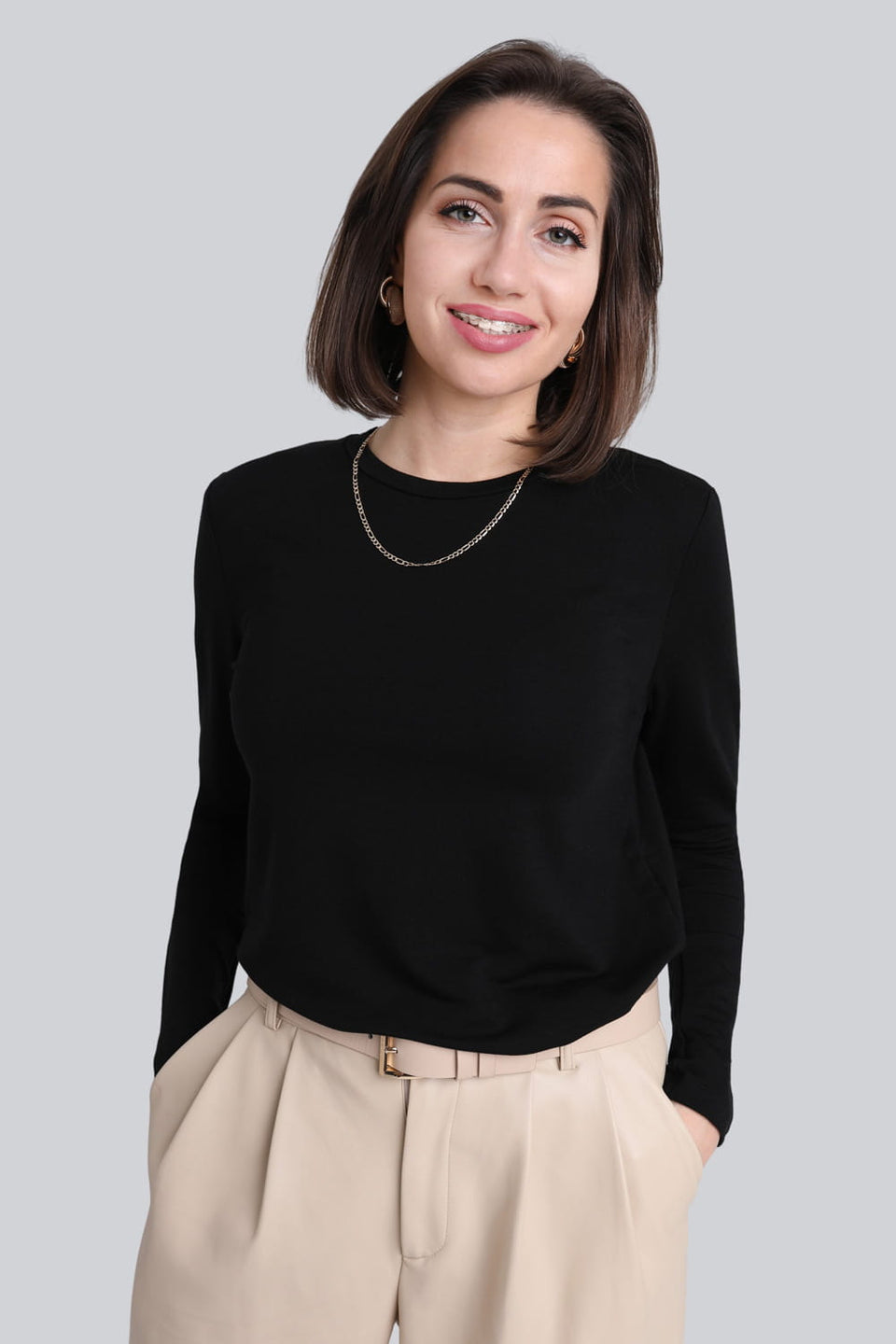 Miss Basic Black Long-Sleeved Top