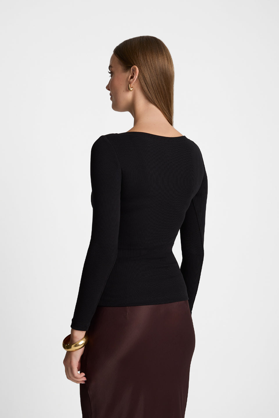 Miss Womanly Black Long-Sleeved Top