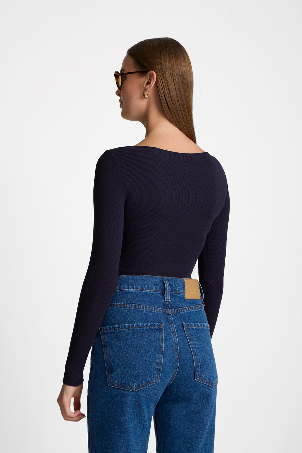 Miss Womanly Navy Long-Sleeved Top