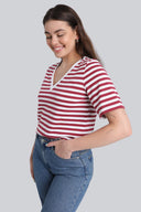 T-shirt Miss Marine V-neck Red Stripes
