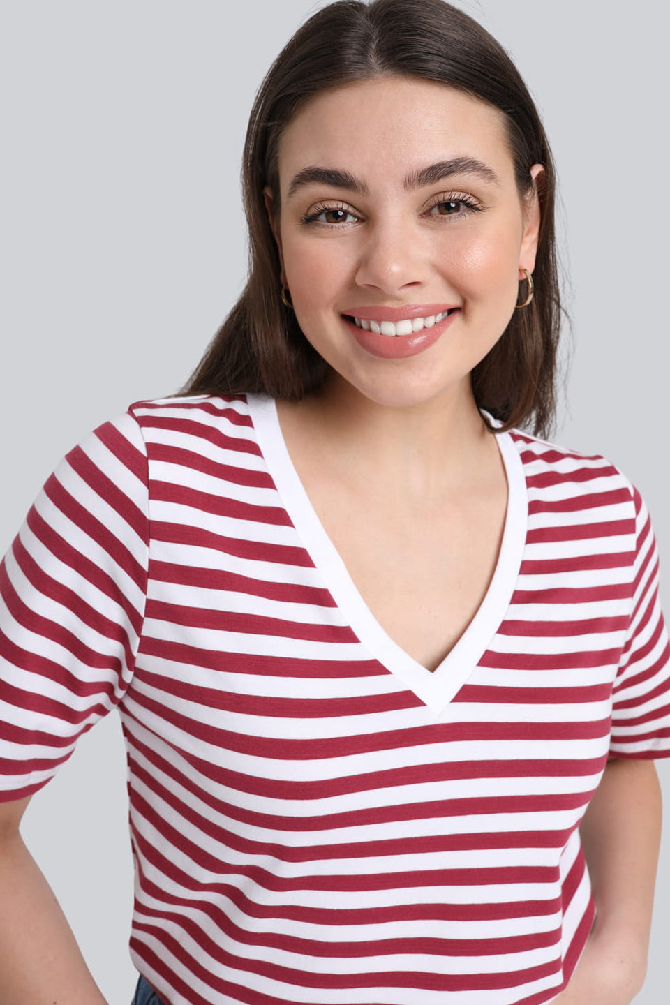 T-shirt Miss Marine V-neck Red Stripes