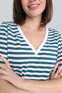 T-shirt Miss Marine V-neck Dark Sea Stripes
