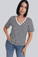 T-shirt Miss Marine V-neck Black Stripes