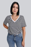 T-shirt Miss Marine V-neck Black Stripes