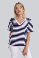 T-shirt Miss Marine V-neck Navy Stripes